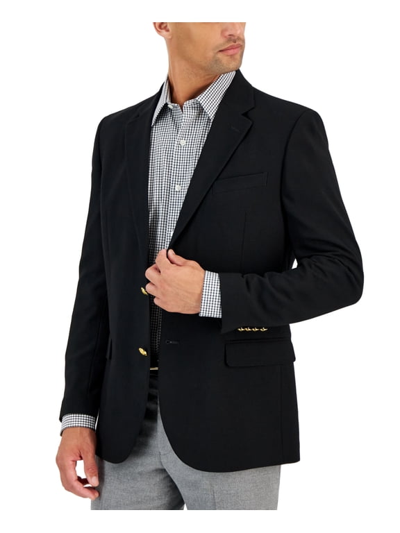 Mens Modern fit Sport Coat Blazer 38 R Black Solid Stretch