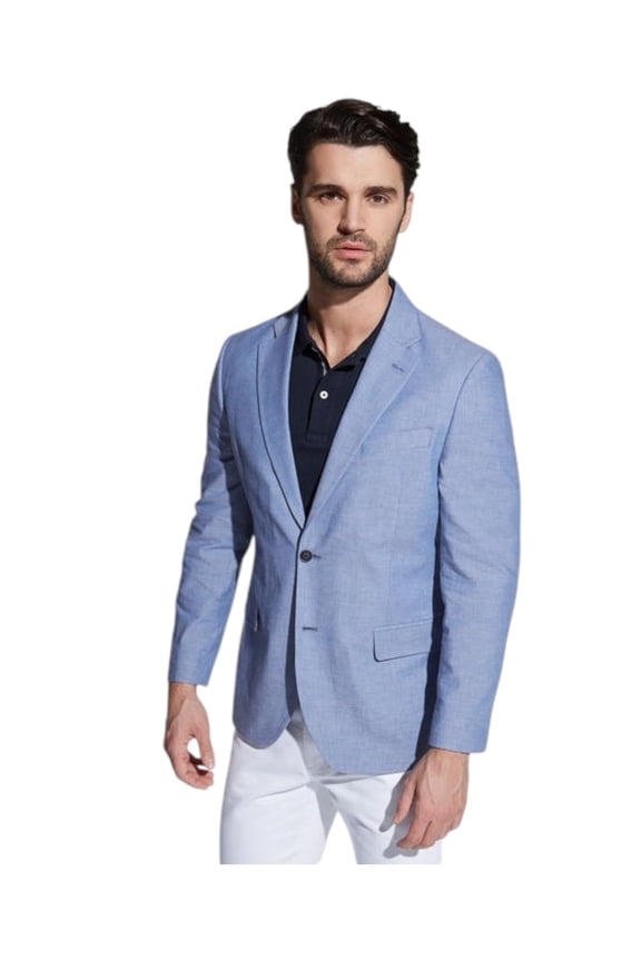 Mens Modern fit Sport Coat Blazer 38 R Blue Solid Stretch