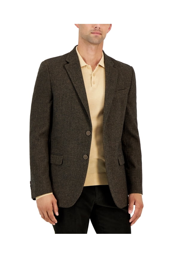 Mens Modern fit Sport Coat Blazer 38 R Brown Herringbone Stretch