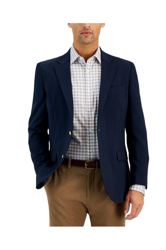 Mens Modern fit Sport Coat Blazer 38 S Navy Blue Solid Stretch