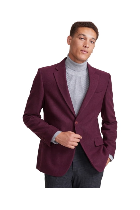Mens Modern fit Sport Coat Blazer 40 R Burgundy Red Solid