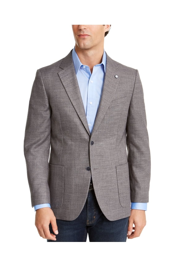 Mens Modern fit Sport Coat Blazer 40 R Mid Grey Solid Stretch