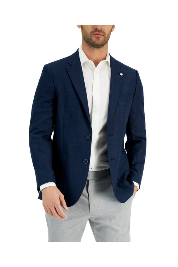 Mens Modern fit Sport Coat Blazer 40 R Navy Blue Solid Stretch