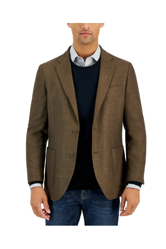 Mens Modern fit Sport Coat Blazer 40 S Brown Solid Stretch