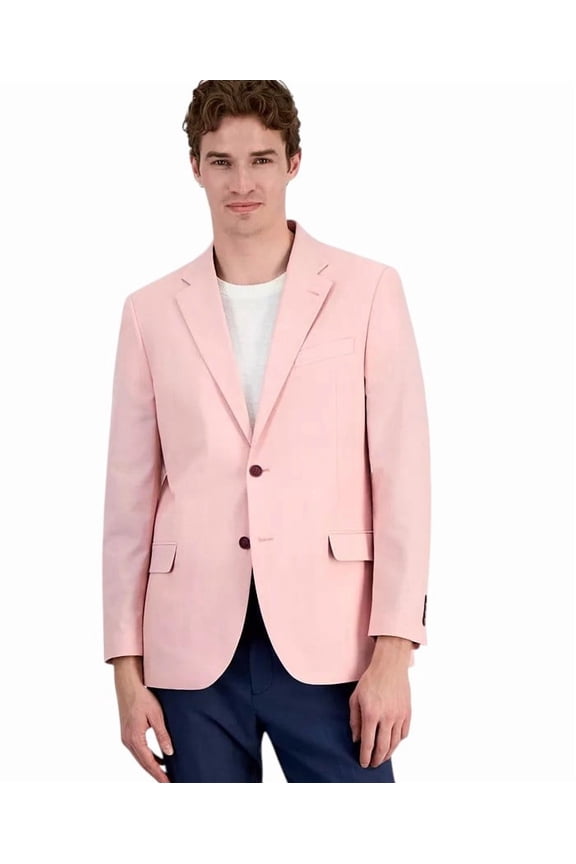 Mens Modern fit Cotton Sport Coat Blazer 42 R Pink Solid Stretch
