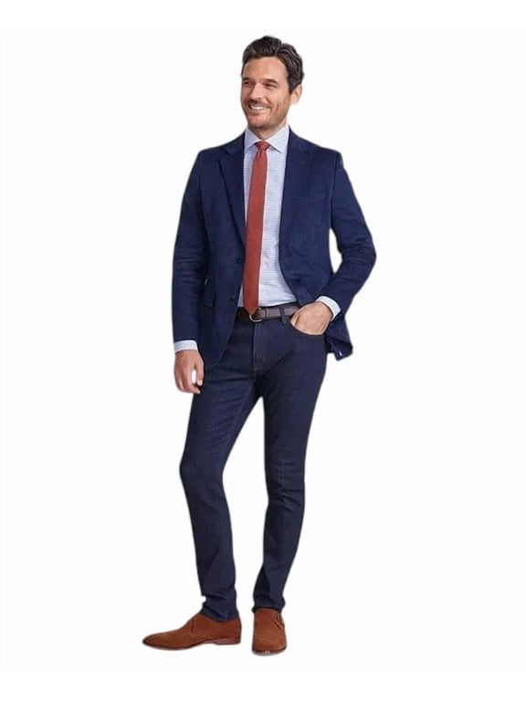 Mens Modern fit Corduroy Sport Coat Blazer 44 R Navy Blue Solid Stretch