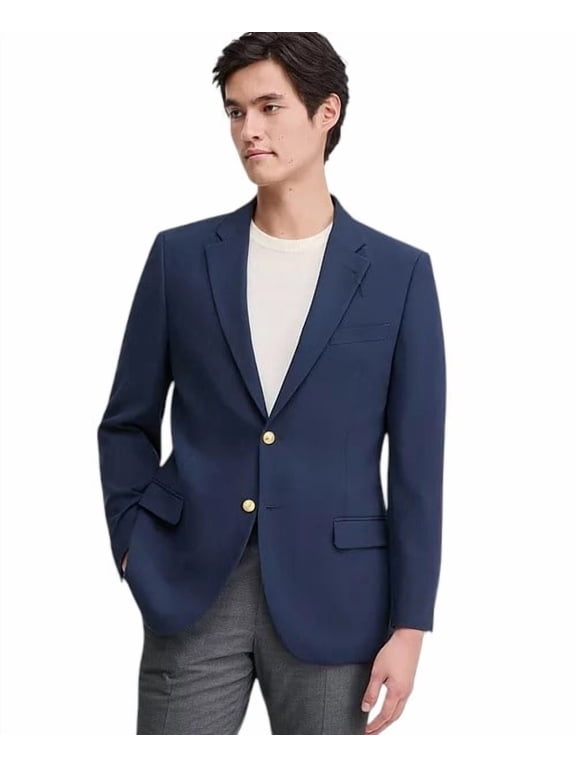 Mens Modern fit Sport Coat Blazer 44 R Navy Blue Solid Stretch
