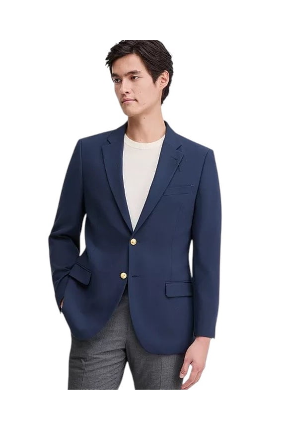 Mens Modern fit Sport Coat Blazer 44 R Navy Blue Solid Stretch