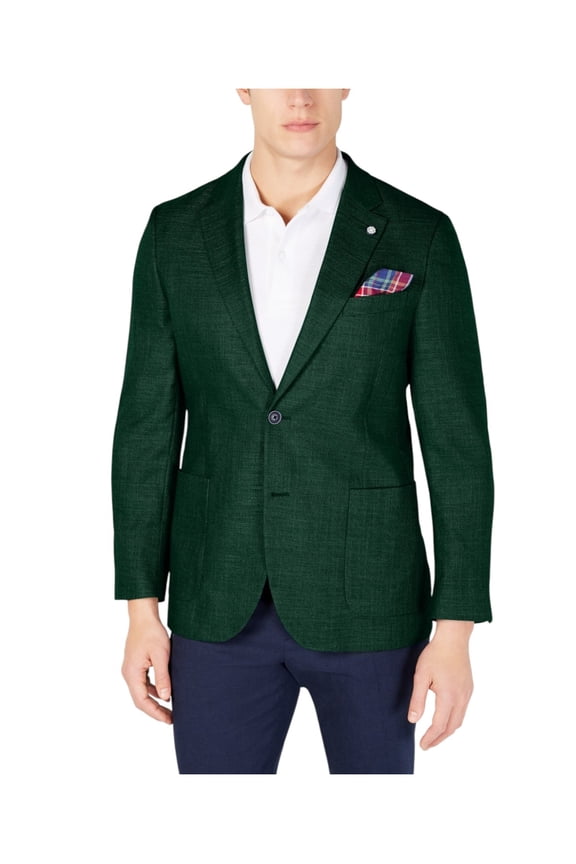 Mens Modern fit Sport Coat Blazer 46 L Hunter Green Solid Stretch