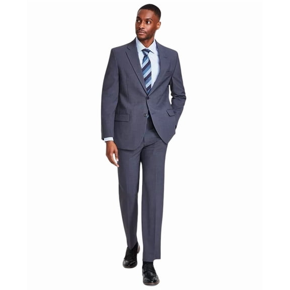 Nautica Mens Modern fit 2 Piece Suit 44 R / 38 Waist Charcoal Grey Solid Stretch
