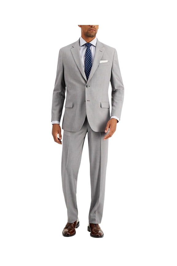 Mens Modern fit 2 Piece Suit 44 R / 38 Waist Light Grey Solid Stretch