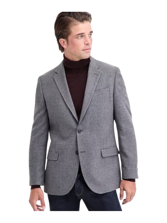 Mens Modern fit Wool Sport Coat Blazer 44 S Gray Plaid