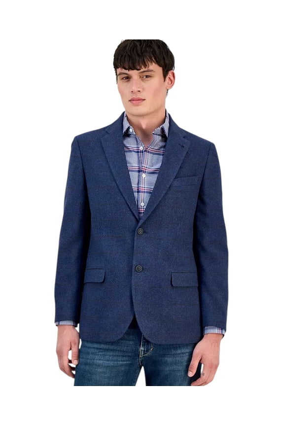 Mens Modern fit Wool Tweed Sport Coat Blazer 40 R Blue Windowpane