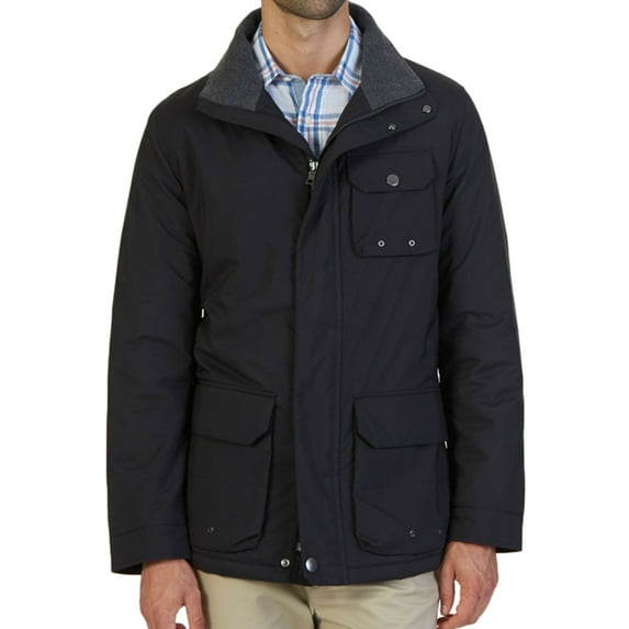 Nautica Mens Multi-Pocket Parka Coat, Black, Small