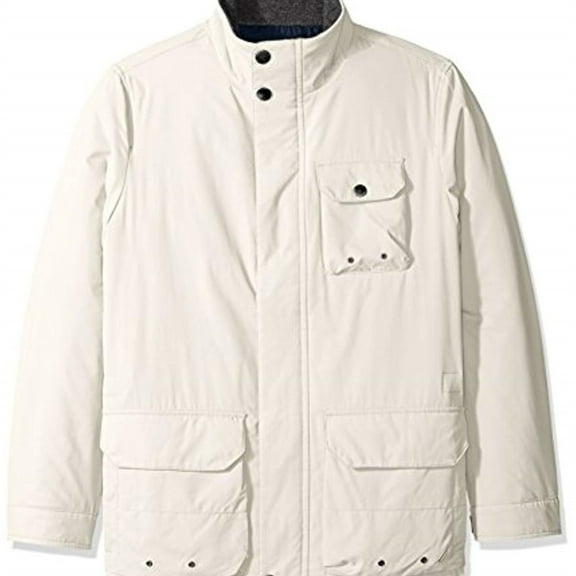Nautica Mens Multi-Pocket Parka Coat, White, Large