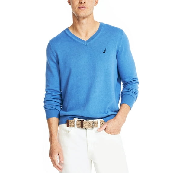 Nautica Mens Navtech Performance Classic Fit Soft V Neck Sweater Delft Blue XL
