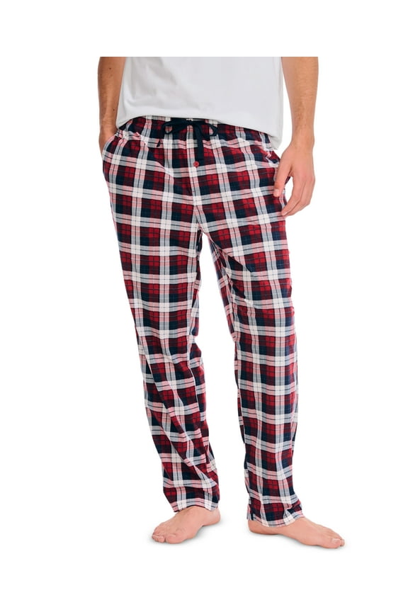 Mens Plaid Cozy Fleece Pajama Bottoms Rio Red XL