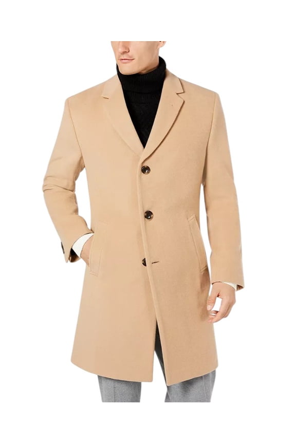 Mens Regular Fit Barge Wool Overcoat Coat 42 Short  Camel