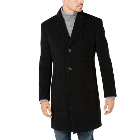 Nautica Mens Regular Fit Wool Barge Overcoat Coat 42R Black