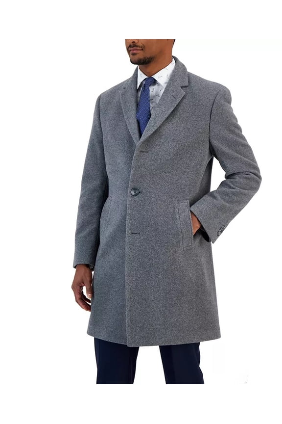 Mens Regular Fit Wool Overcoat Coat 44 Short Grey