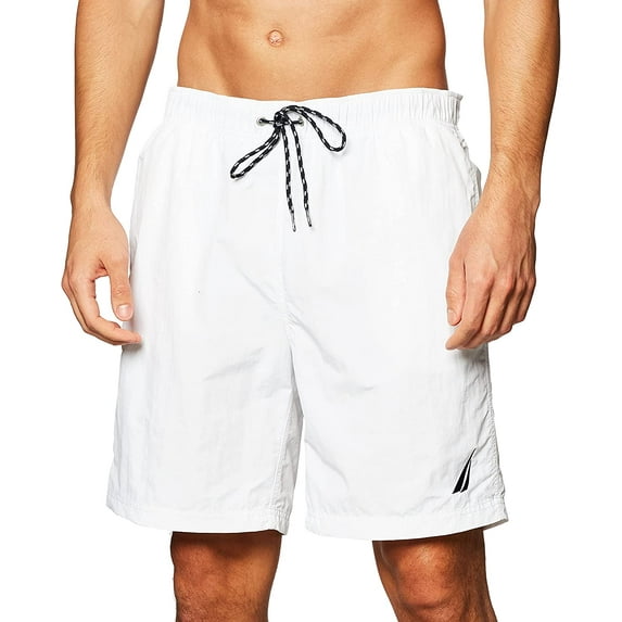 Nautica Mens Standard Solid Quick Dry Classic Logo Swim-Trunk XX-Large Bright White