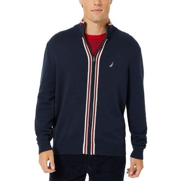 Nautica Mens Sweater Navy Small Active Trim Full Zip   Blue S