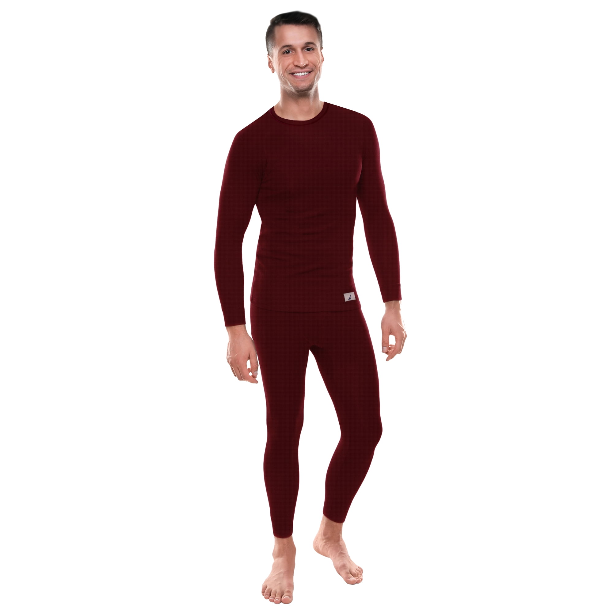 Nautica Mens Thermal Underwear Set Insulated Shirt & Long Johns, Black  Small 