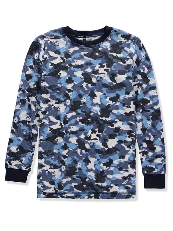 Mens Waffle Thermal Crew Neck Long Sleeve Top (Camouflage Medium)