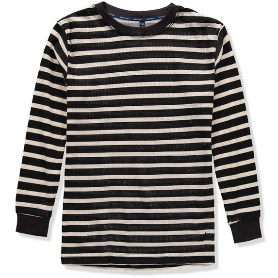 Nautica Mens Waffle Thermal Crew Neck Long Sleeve Top (Stripes X-Large)