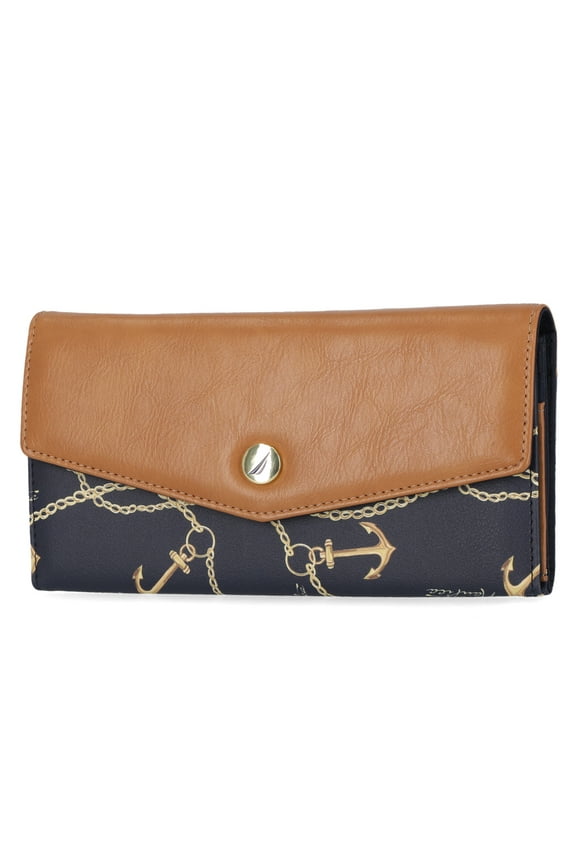 Women's Money Manager Clutch Organizer RFID Blocking Vegan Leather Snap Wallet