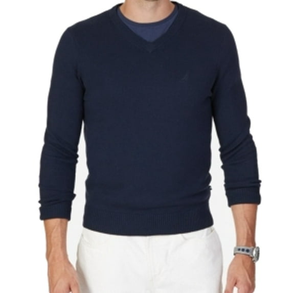 Nautica NEW Blue Mens Size XL Knit Solid Pullover V-Neck Sweater