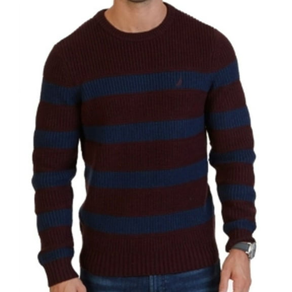 Nautica NEW Navy Blue Mens Size Medium M Striped Crewneck Sweater