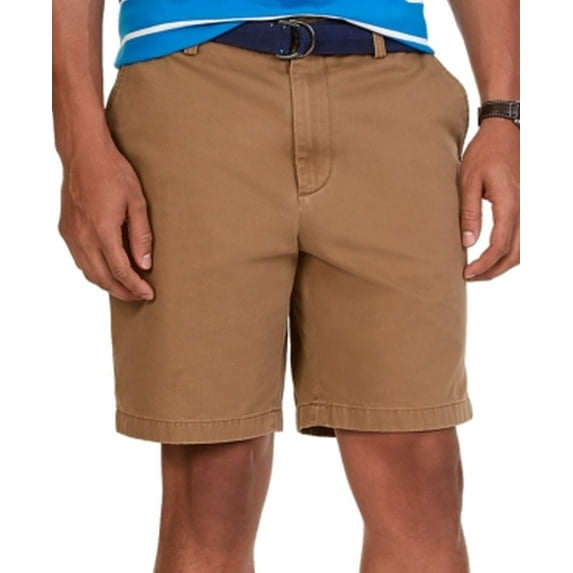 Nautica NEW Oyster Brown Mens Size 34 Flat Front Deck Chino Shorts