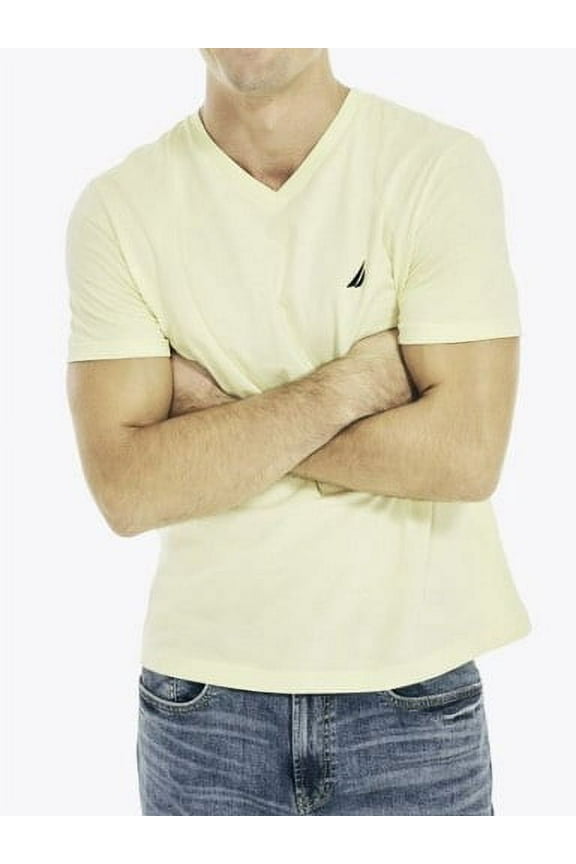 Casual Men's V-Neck Short Sleeve Solid T-Shirt, S