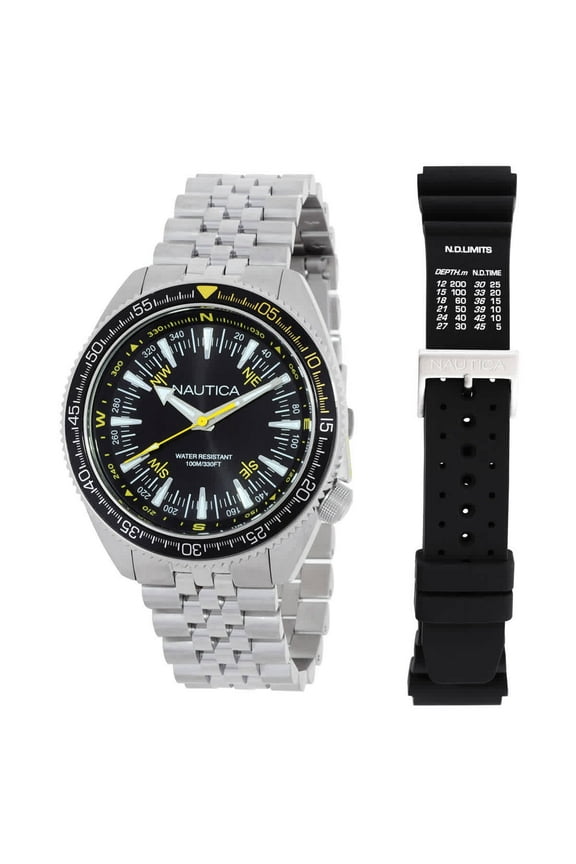 Vintage Quartz Black Dial Men's Watch Box Set NAPNVF303