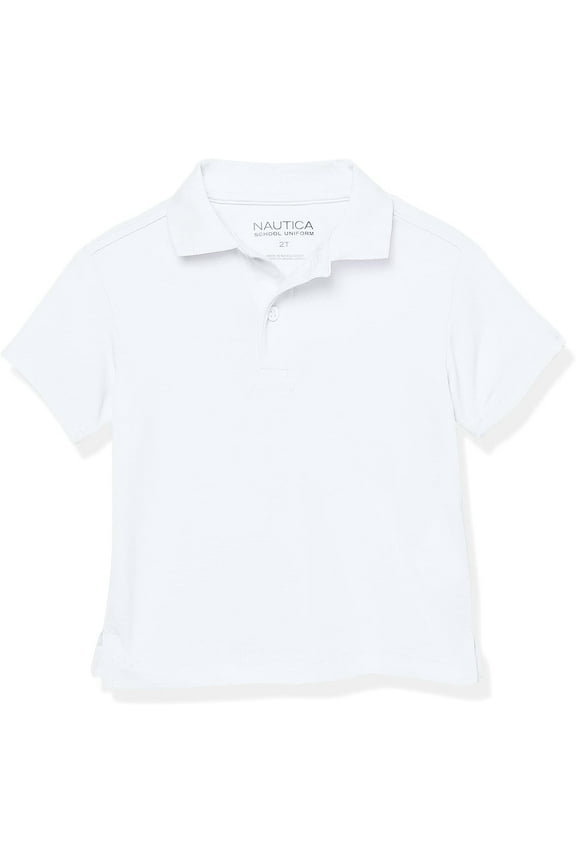 WHITE Little Boys Short Sleeve Performance Polo, US Small(4)