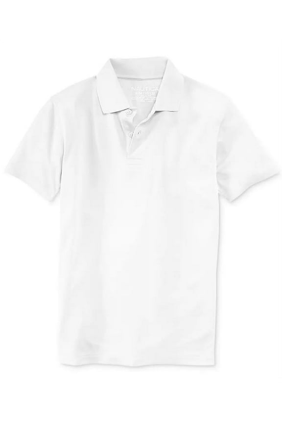 WHITE Little Boys' Uniform Short Sleeve Performance Polo, US X-Large/7X