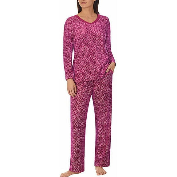 Nautica Womens Pajamas - Cozy Silky Fleece - 2 Piece Long Sleeve Winter Sleepwear Set for Women (Stamp Geo/XX-Large)