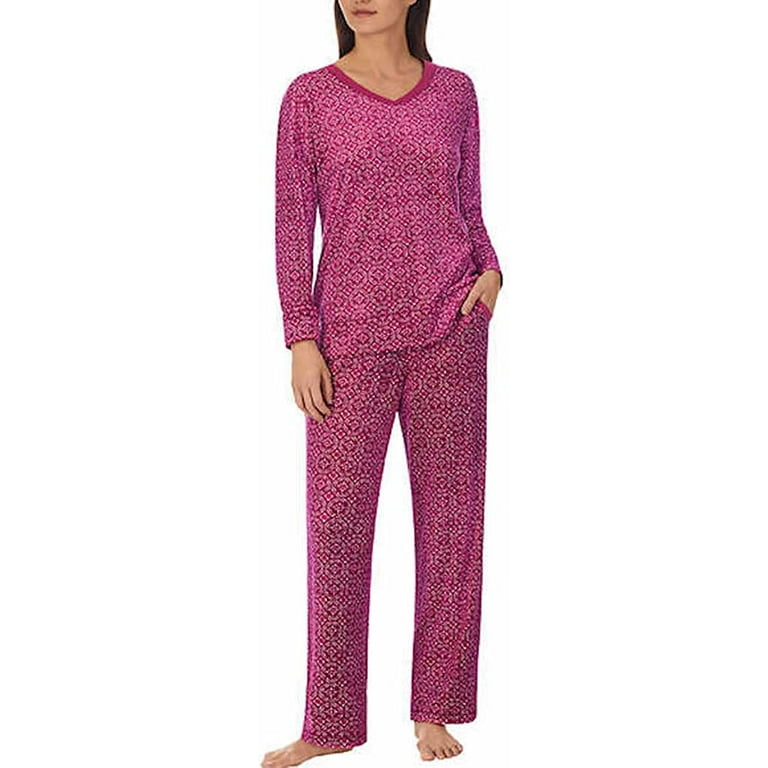 Nautica Women's 2 Piece Cozy Fleece Pajama Sleepwear Set (Purple Berry  Geo,XXL)