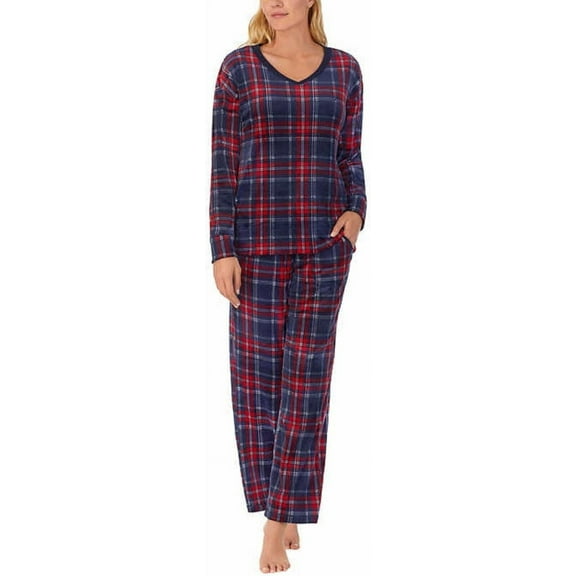 Nautica Womens Pajamas - Cozy Silky Fleece - 2 Piece Long Sleeve Winter Sleepwear Set for Women (Celebrate Plaid/XX-Large)
