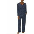 thumbnail image 1 of Nautica Women's 2 Piece Fleece Pajama Sleepwear Set Color: Navy/White/Pink, Size: XXL, 1 of 4
