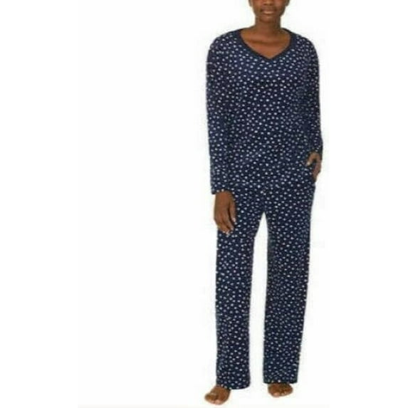 Nautica Women's 2 Piece Fleece Pajama Sleepwear Set Color: Navy/White/Pink, Size: XXL