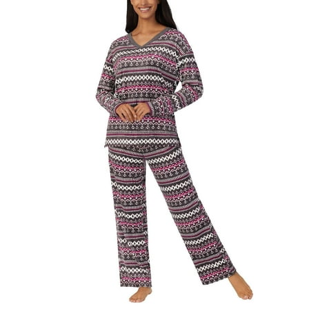 Nautica Women's 2-Piece Soft Jersey Fairisle PJ Lounge Set (Gray, XXL)