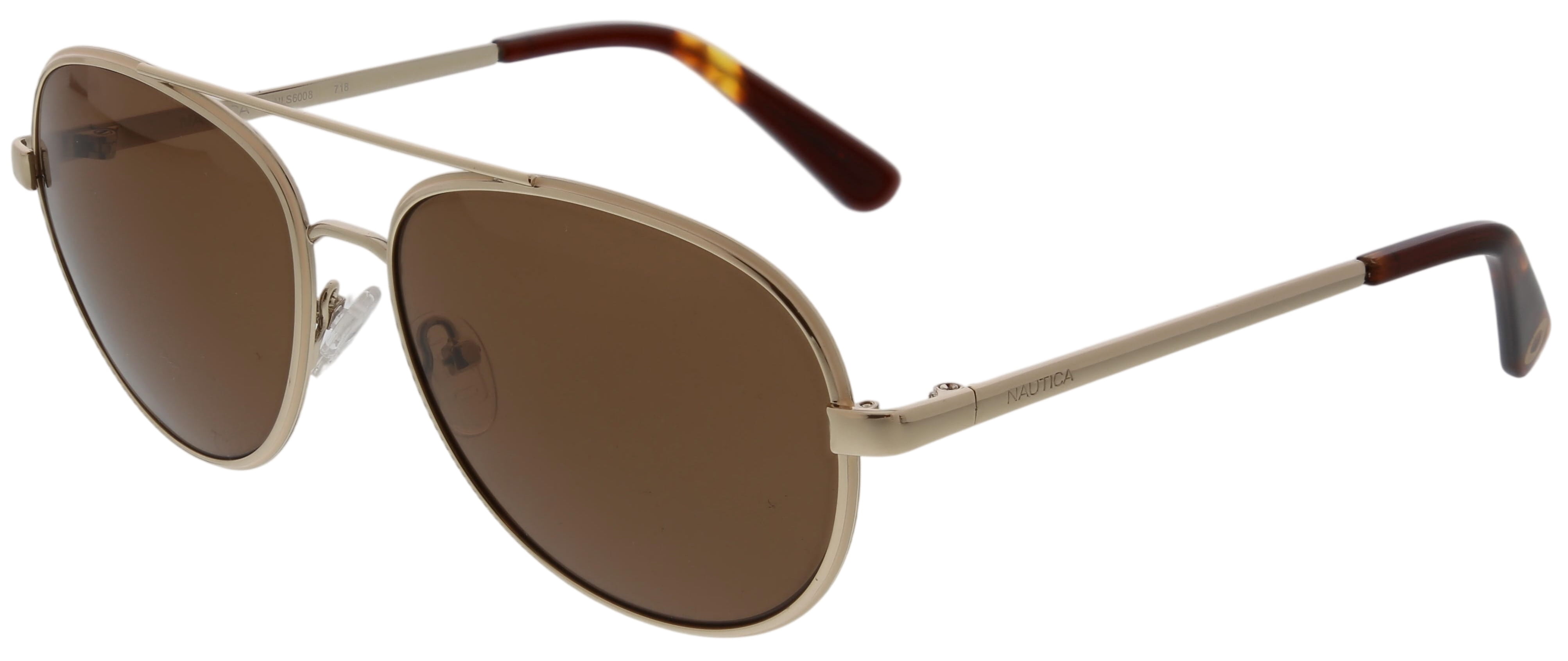 Nautica Women's Aviator Prescription Sunglasses with Case, NLS6008 Shiny Gold