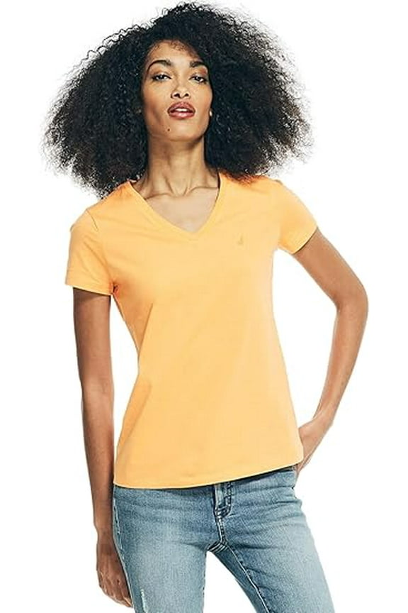 Women's Easy Comfort V-Neck Super Soft Stretch Cotton T-Shirt SeprtSunset XL