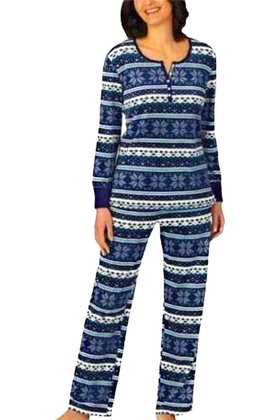 Women's Fleece Pajama Sleepwear Set 2 Piece, Mixed Blue 2X - NEW