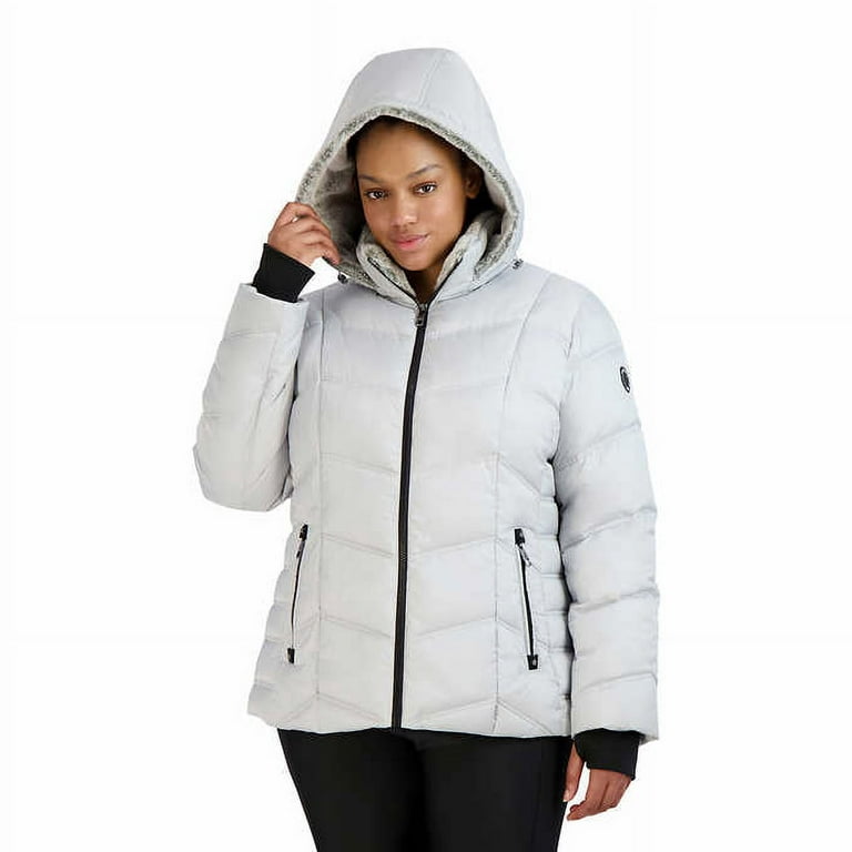 Nautica Women's Hooded Puffer Jacket (Silver, XX-Large) 