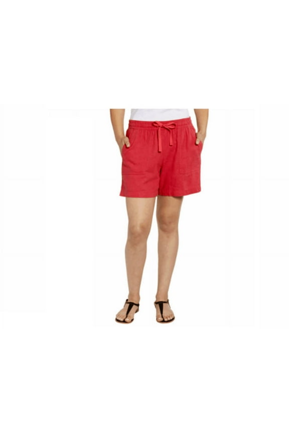 Women's Linen Blend Pull-On Short (Rose Coral, X-Large)