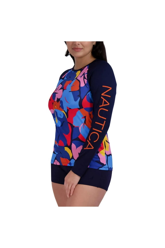 Women's Long Sleeve Floral Graphic Print UPF 30+ Beach Swim Rashguard Top