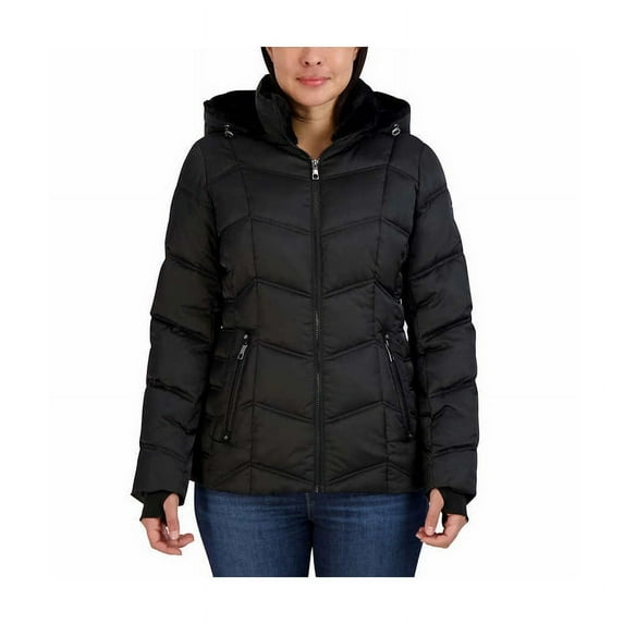 Nautica Women’s Puffer Jacket w/ Detachable Hood Water Resistant Black size M